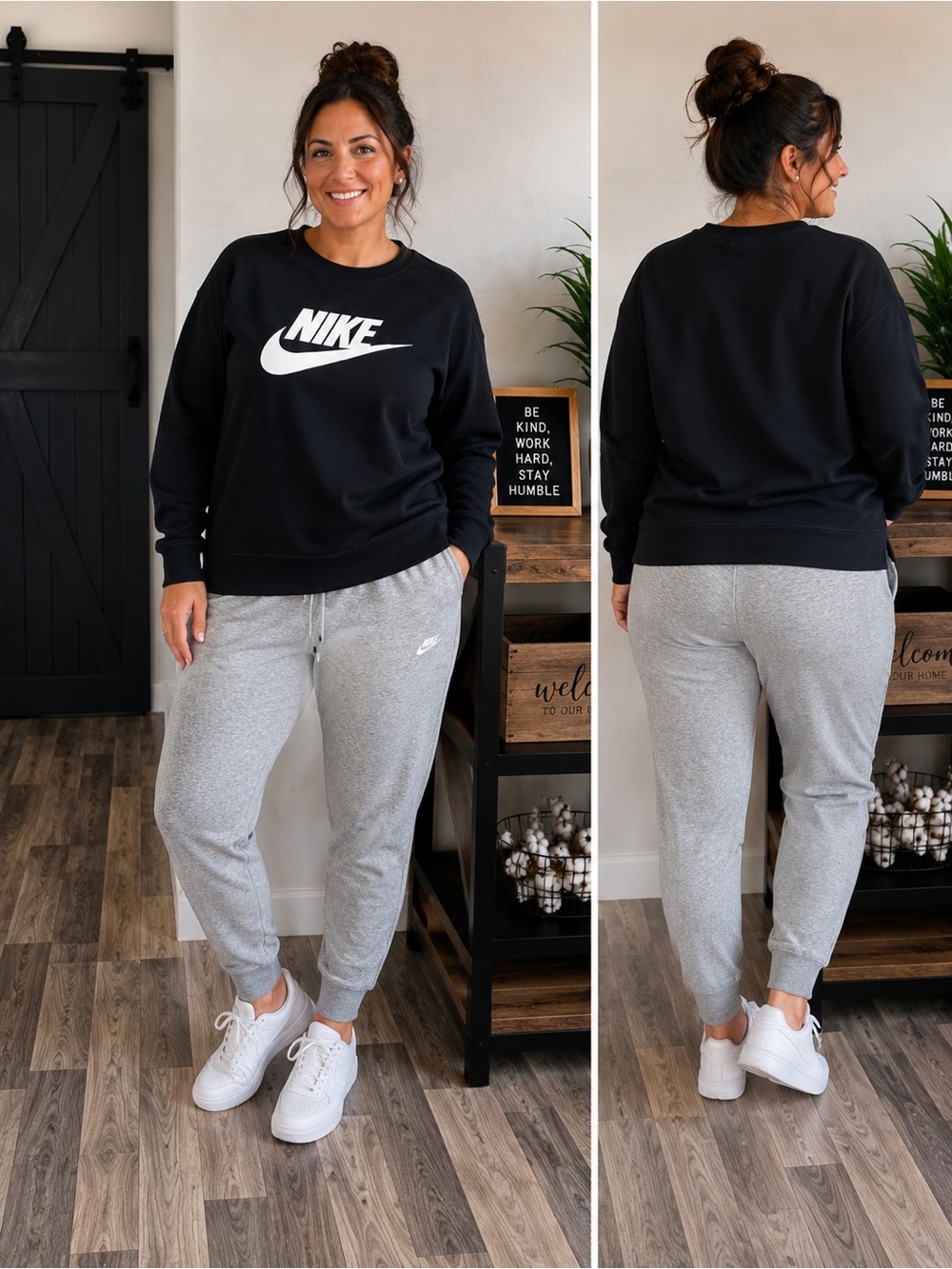 Nike women’s Black Logo Sweatshirt with Light Gray Joggers